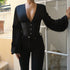 Solid color long-sleeved V-neck tunic top - ROUTINE FASHION